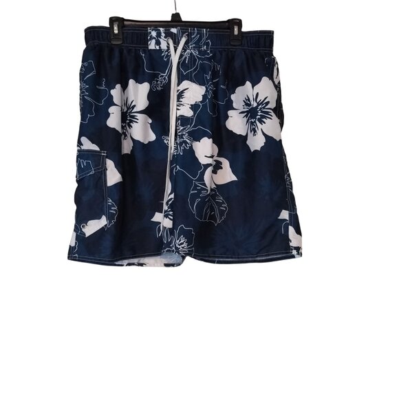 NO BAD DAYS Swimsuit Men's XL Blue and White Flowers - Picture 1 of 6